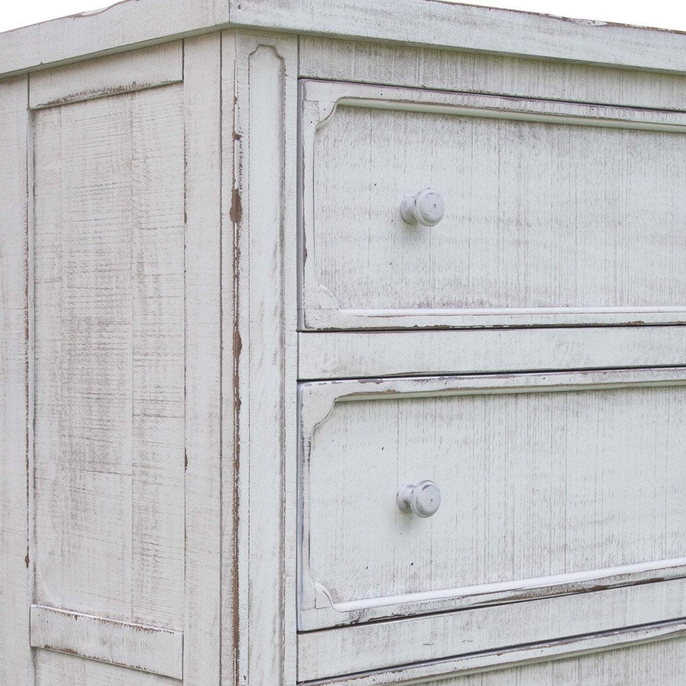 37" Antiqued White Solid Wood Four Drawer Dresser