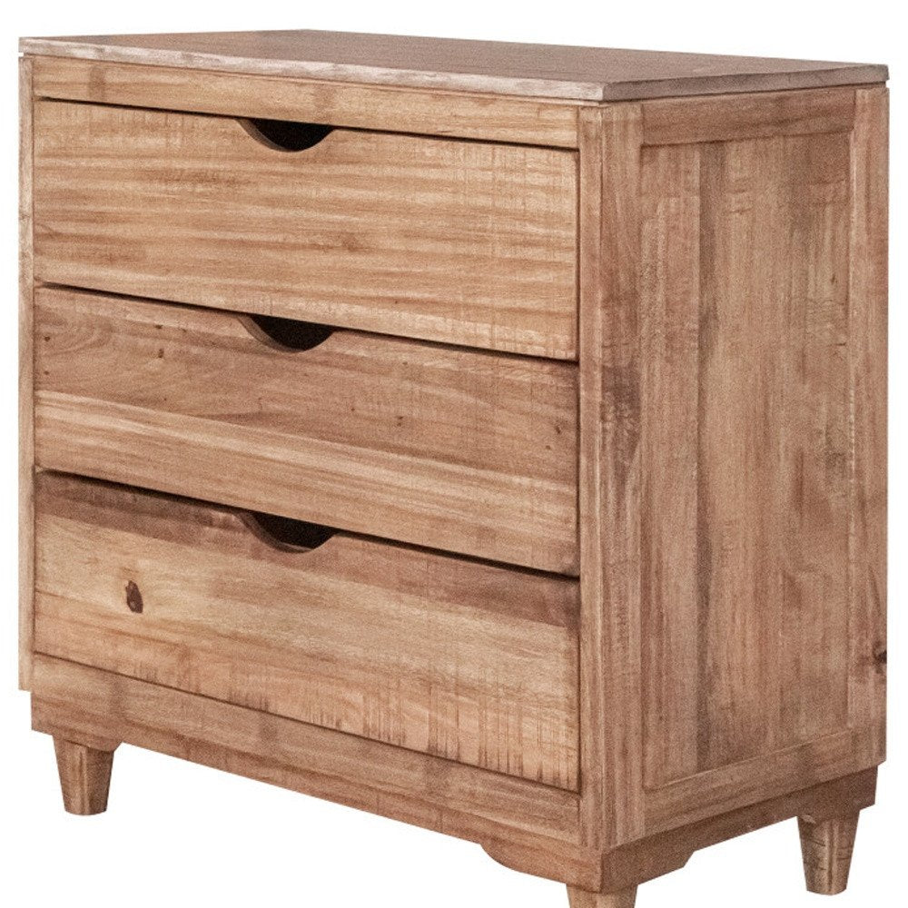 36" Natural Solid Wood Three Drawer Dresser