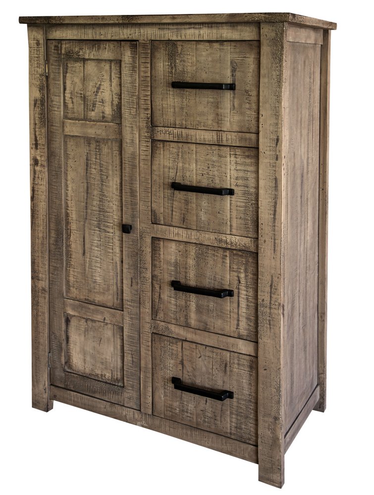 54" Brown Solid Wood Four Drawer Combo Dresser