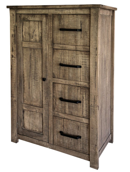 54" Brown Solid Wood Four Drawer Combo Dresser