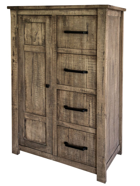 54" Brown Solid Wood Two Door Four Drawer Combo Dresser