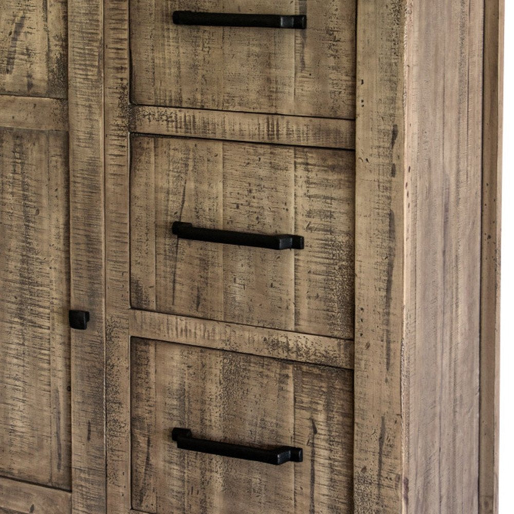37" Brown Solid Wood Four Drawer Dresser