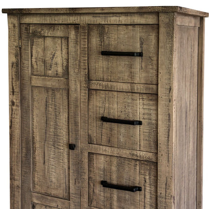 54" Brown Solid Wood Four Drawer Combo Dresser