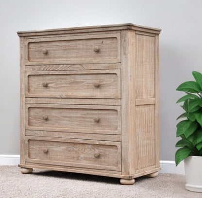 40" Natural Solid Wood Four Drawer Chest