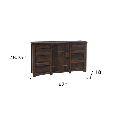 67" Brown Solid Wood Six Drawer Triple Dresser