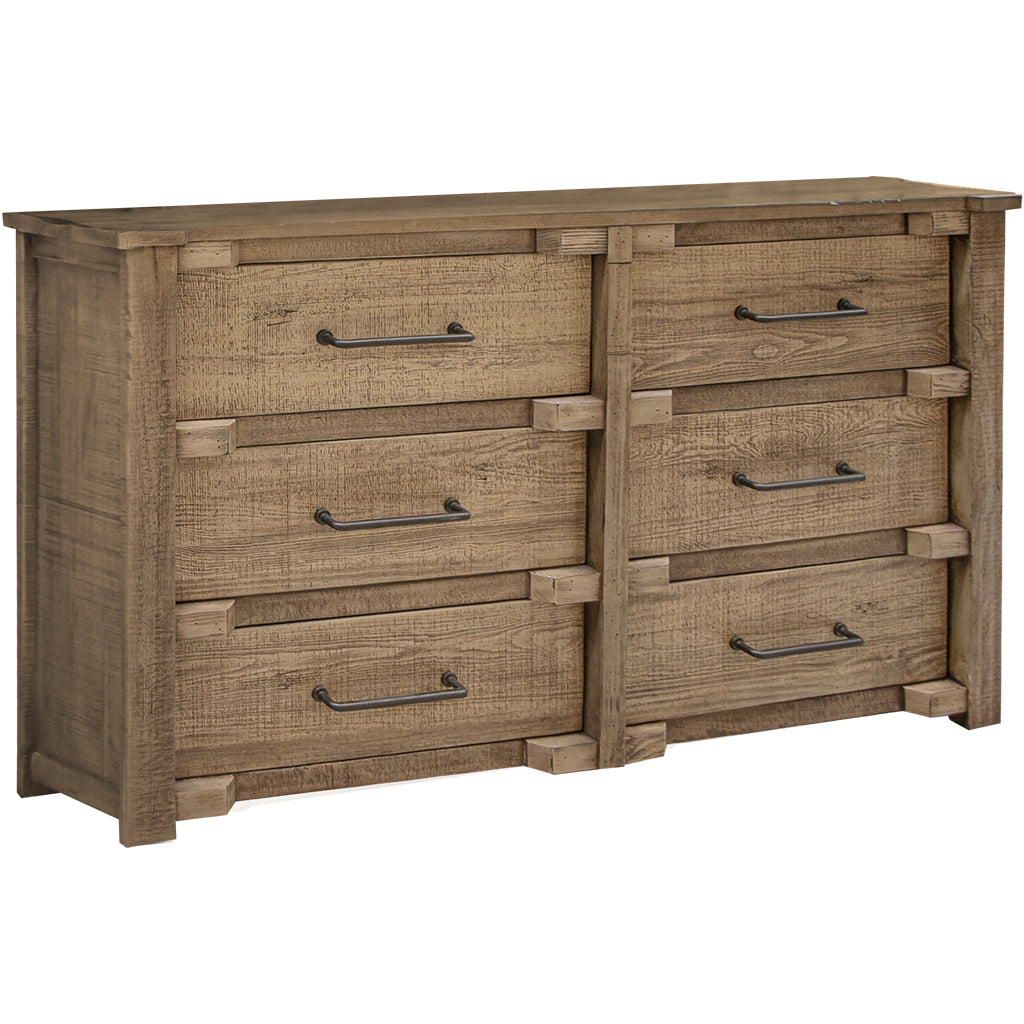 67" Natural Solid Wood Six Drawer Double Dresser