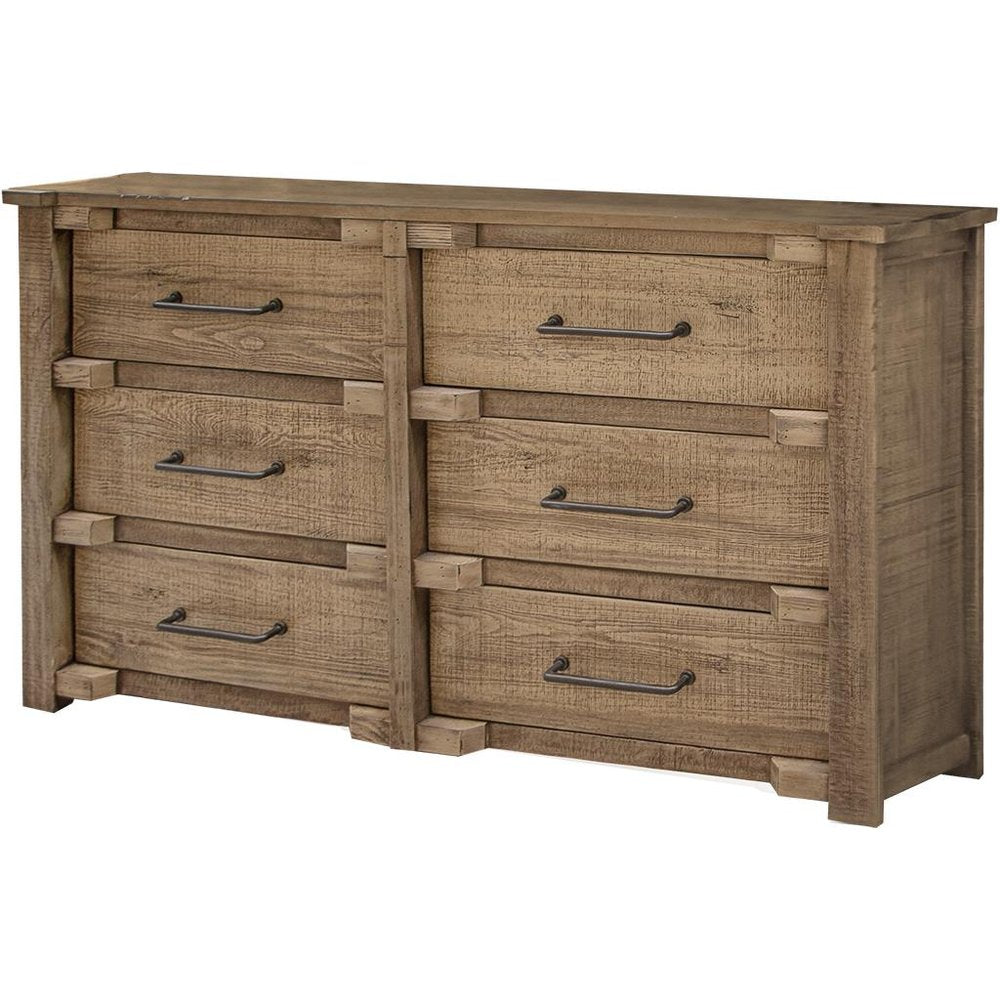 67" Natural Solid Wood Six Drawer Double Dresser