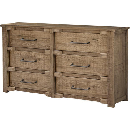 67" Natural Solid Wood Six Drawer Double Dresser