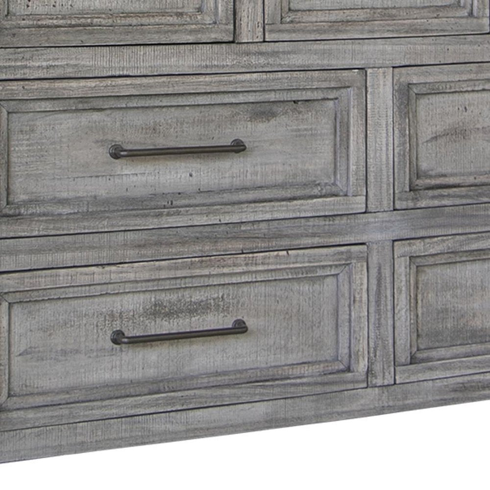 62" Brown Solid Wood Seven Drawer Double Dresser