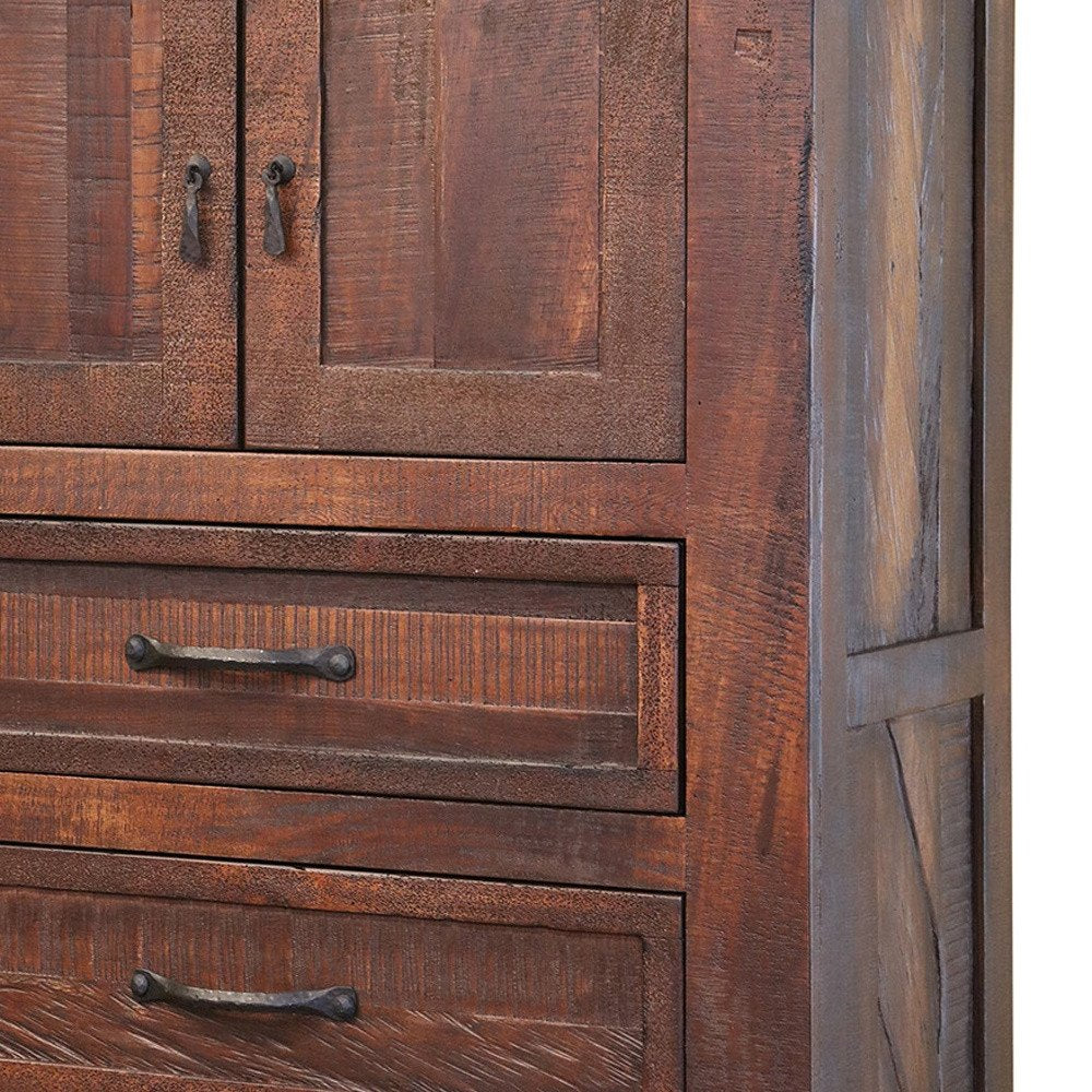37" Brown Solid Wood Three Drawer Dresser