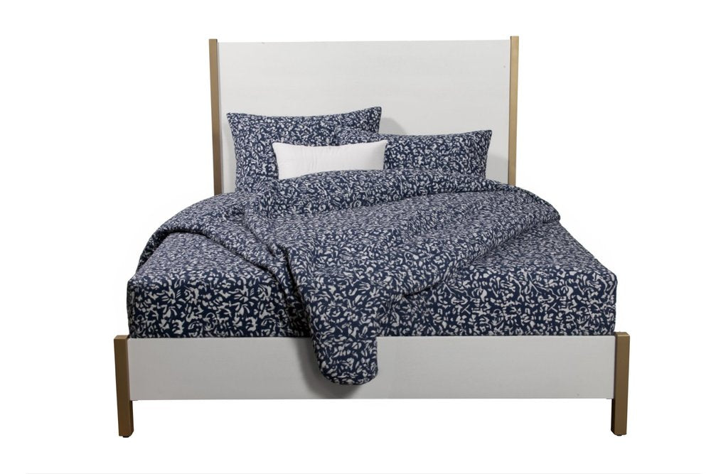 Gold And White Wood Queen Bed Frame