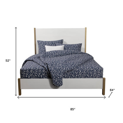 Gold And White Wood Queen Bed Frame