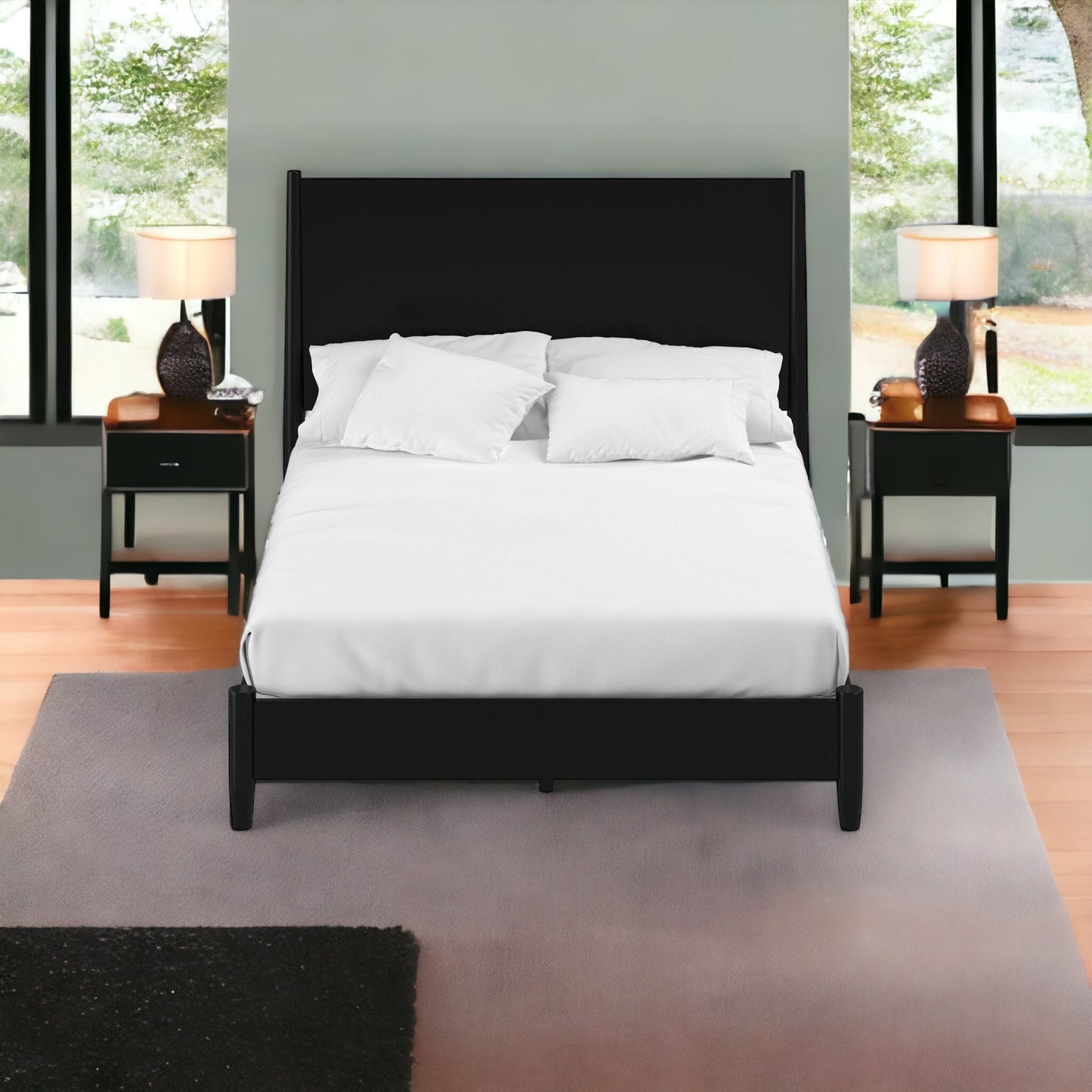 Black Solid and Manufactured Wood California King Bed