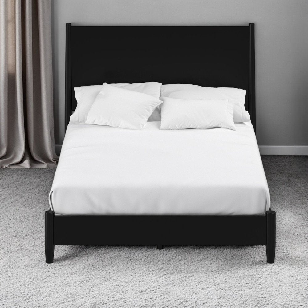 Black Solid Wood King Bed Frame