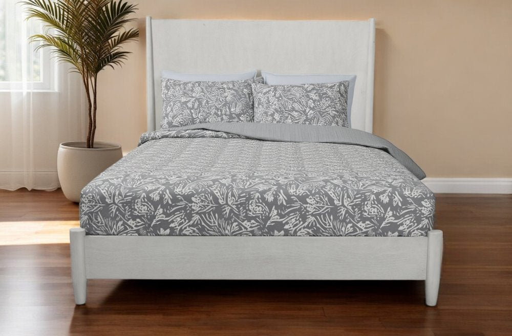 Gray Solid Wood California King Bed Frame