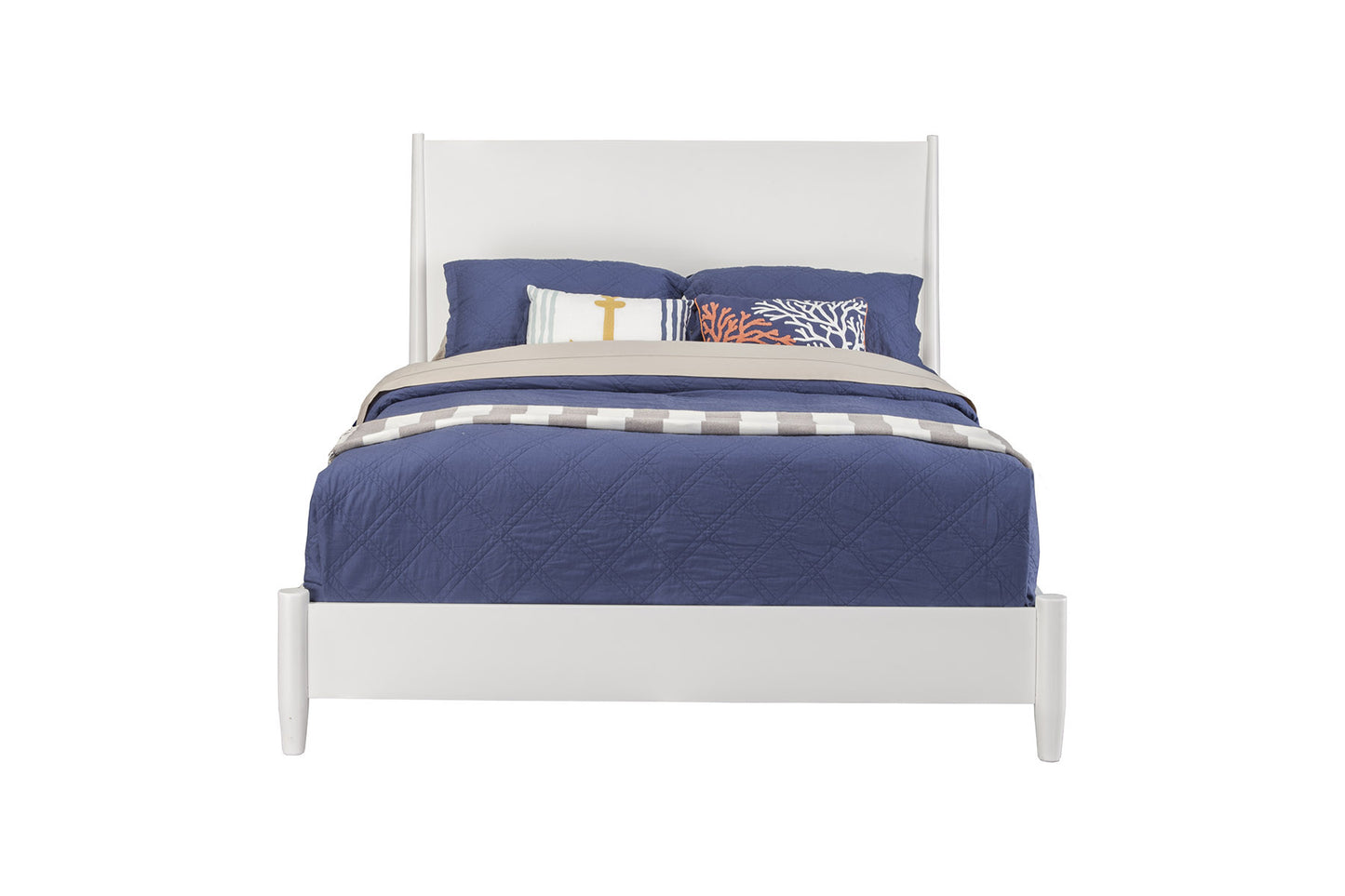 White Solid and Manufactured Wood California King Bed