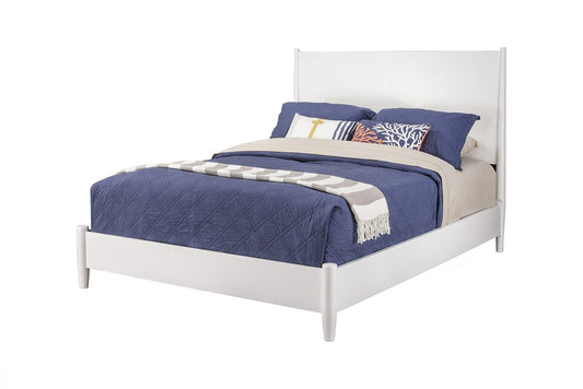 White Solid Wood King Bed Frame