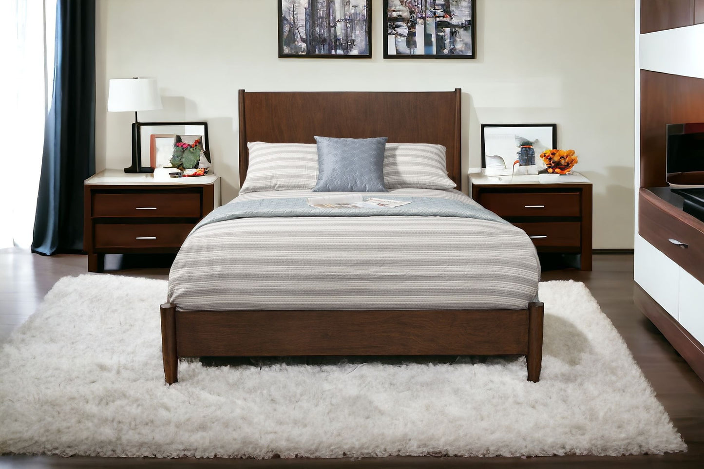 Brown Solid and Manufactured Wood King Bed