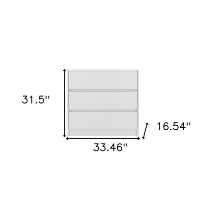 33" White Wood Three Drawer Dresser