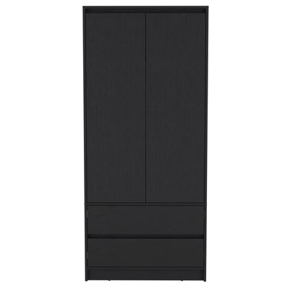 32" Black Two Drawer Combo Dresser