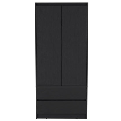 71" Black Wood Two Door Two Drawer Combo Dresser