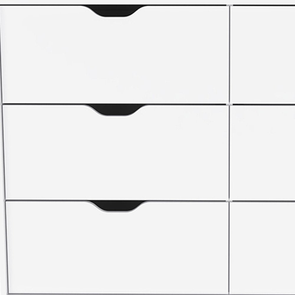 42" White Wood Four Drawer Double Dresser