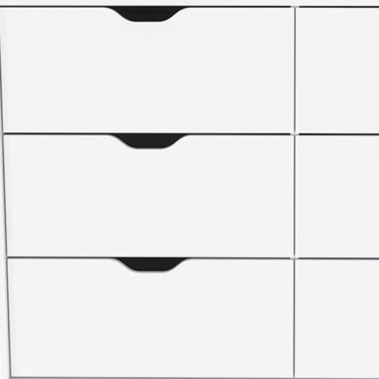42" White Wood Four Drawer Double Dresser