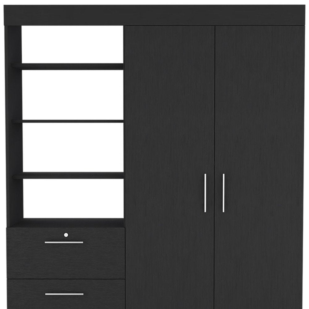 59" Black Wood Three Drawer Dresser