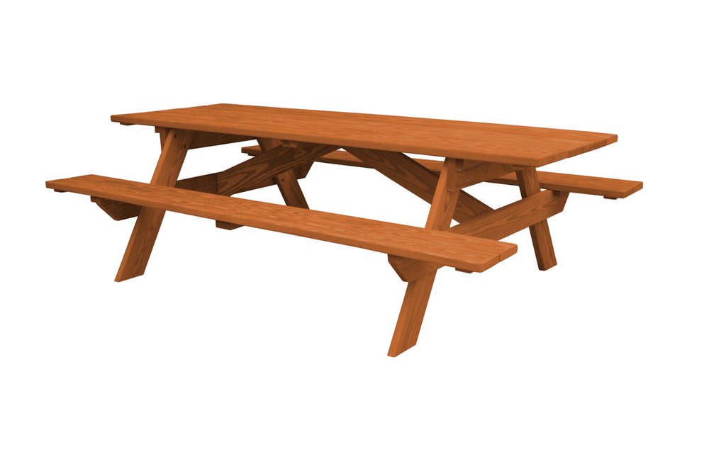 94" Brown Solid Wood Outdoor Picnic Table