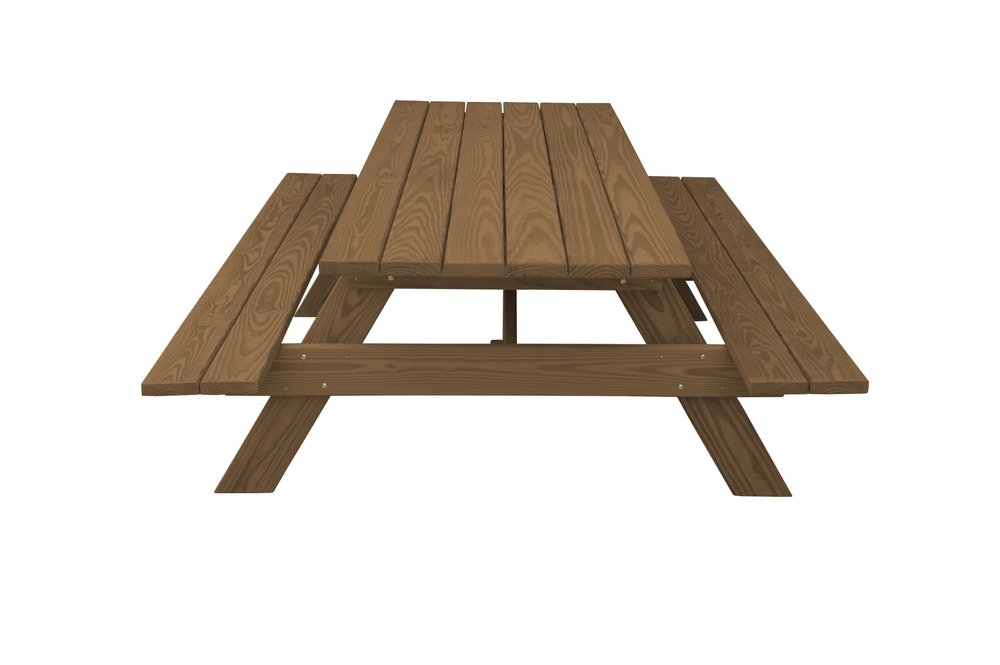 94" Brown Solid Wood Outdoor Picnic Table