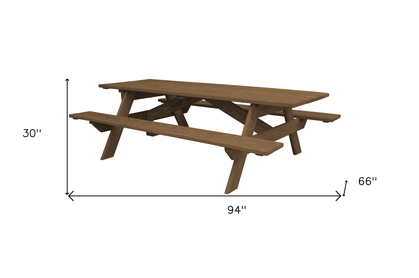 94" Wood Brown Solid Wood Outdoor Picnic Table