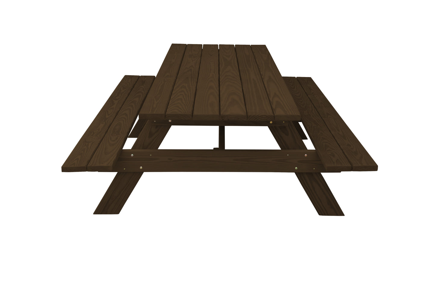 94" Dark Brown Solid Wood Outdoor Picnic Table