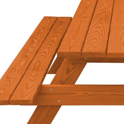 94" Brown Solid Wood Outdoor Picnic Table with Umbrella Hole