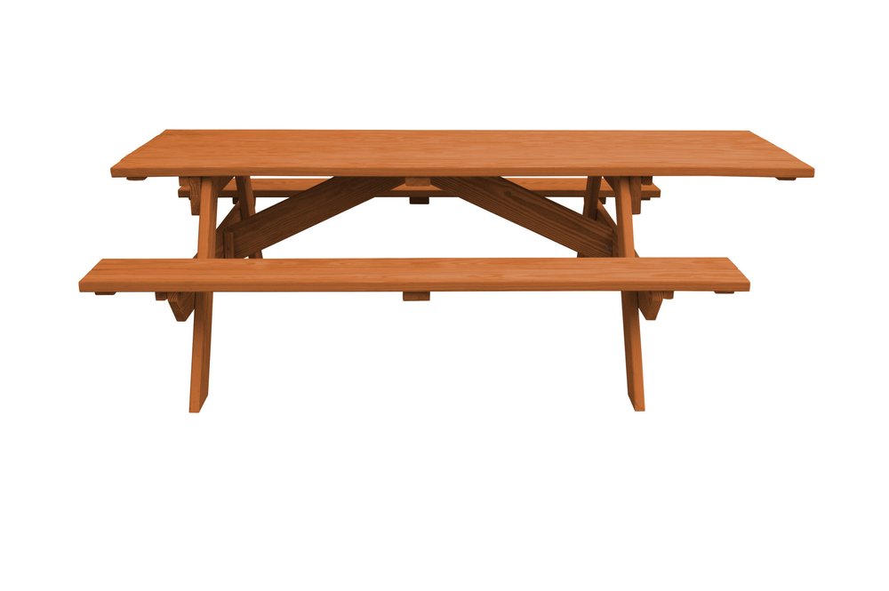 94" Brown Solid Wood Outdoor Picnic Table