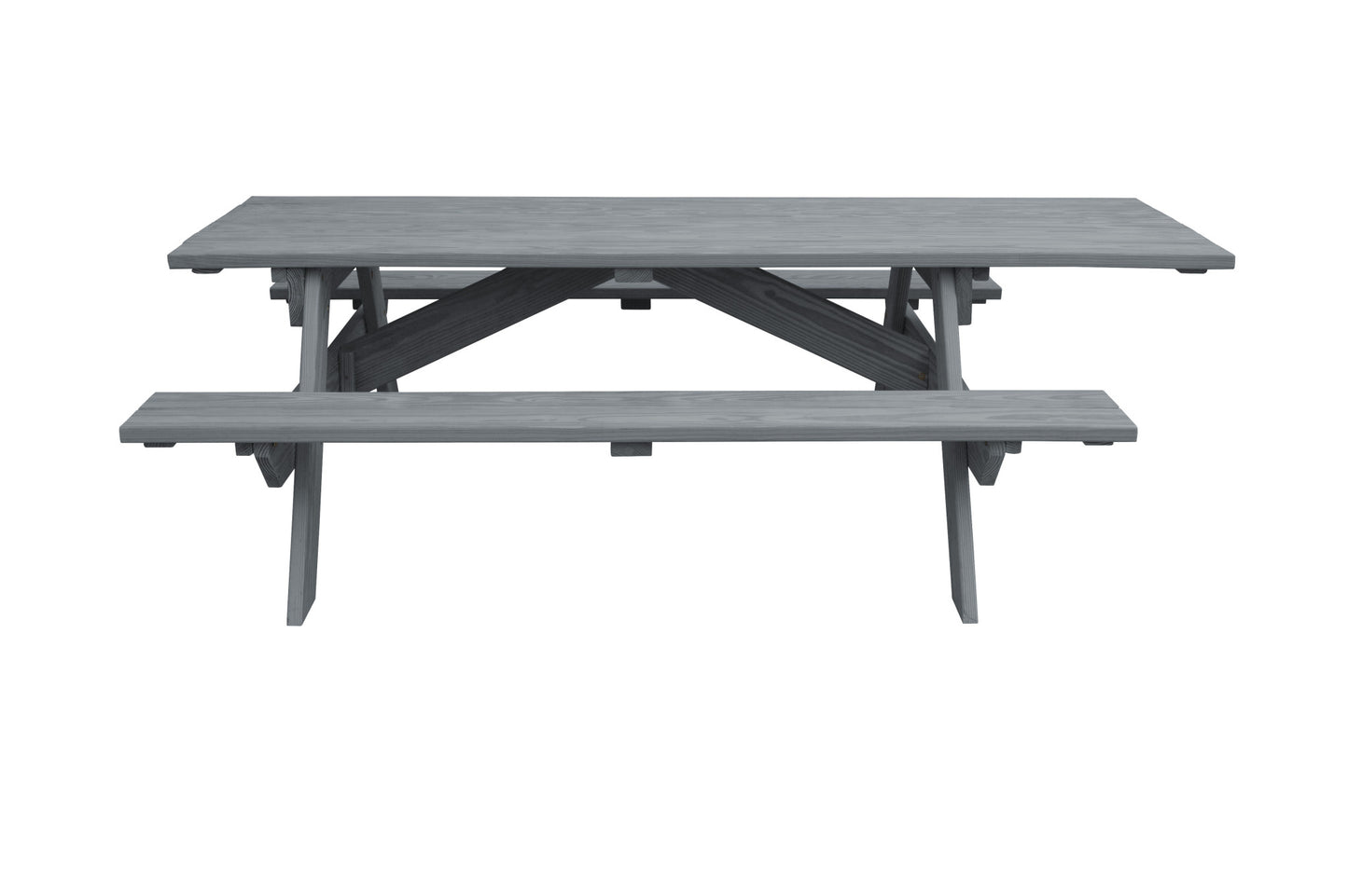 94" Gray Solid Wood Outdoor Picnic Table