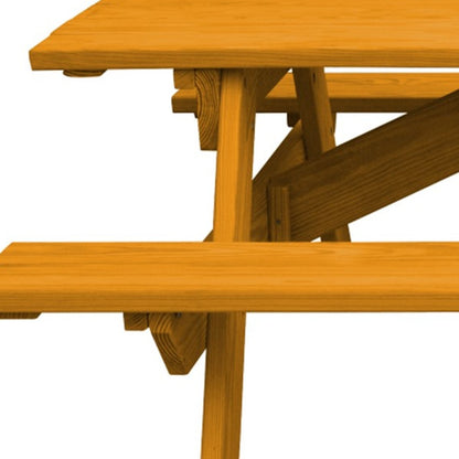 Natural Solid Wood Outdoor Picnic Table Umbrella Hole