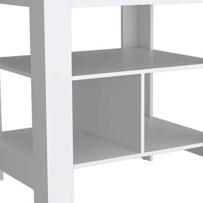 41" Natural and White Wood Kitchen Island Set With Storage
