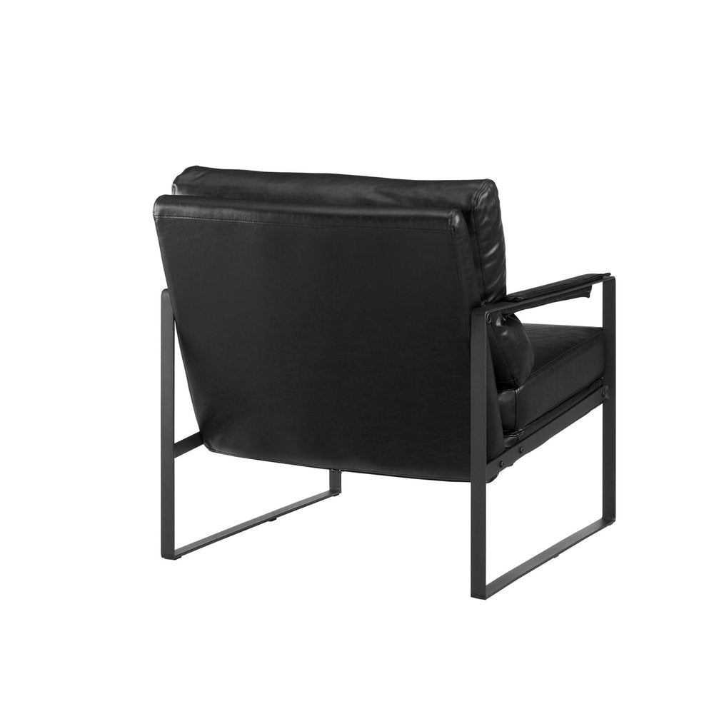 27" Black Faux Leather Arm Chair