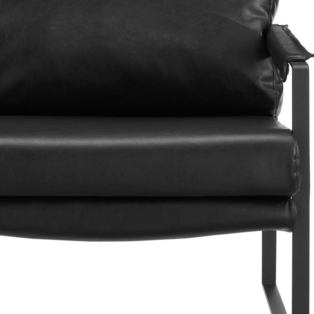 27" Black Faux Leather Arm Chair