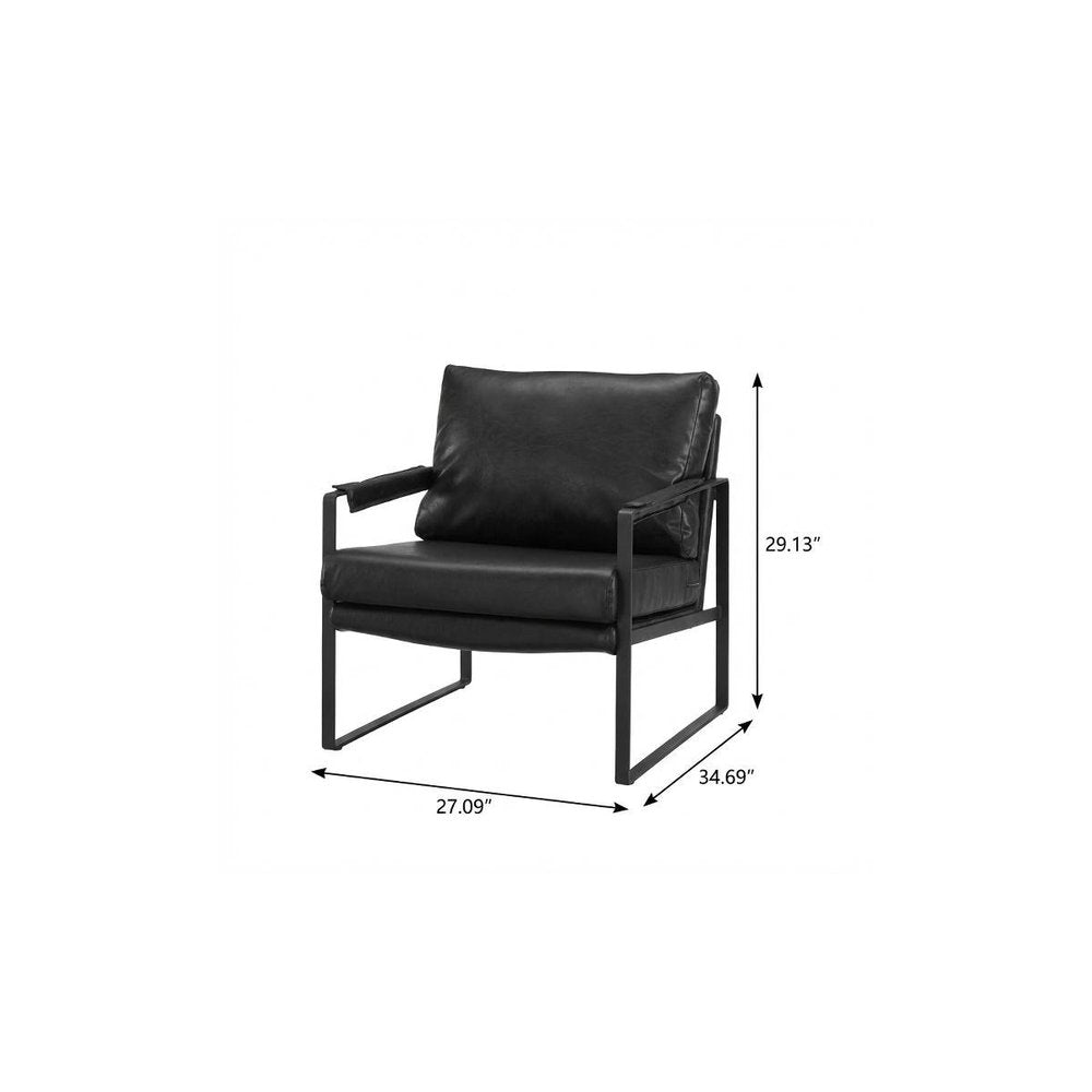 27" Black Faux Leather Arm Chair