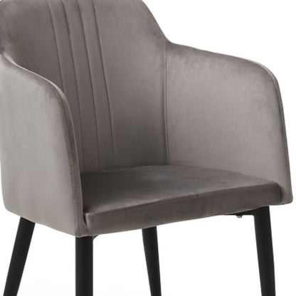 Set of Two 23" Gray And Black Velvet Arm Chair