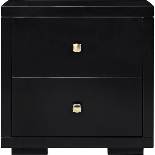 19" White Solid and Manufactured Wood Two Drawer Nightstand