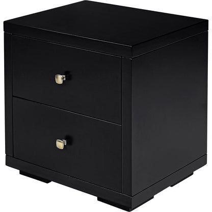 19" White Solid and Manufactured Wood Two Drawer Nightstand