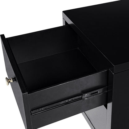 19" White Solid and Manufactured Wood Two Drawer Nightstand