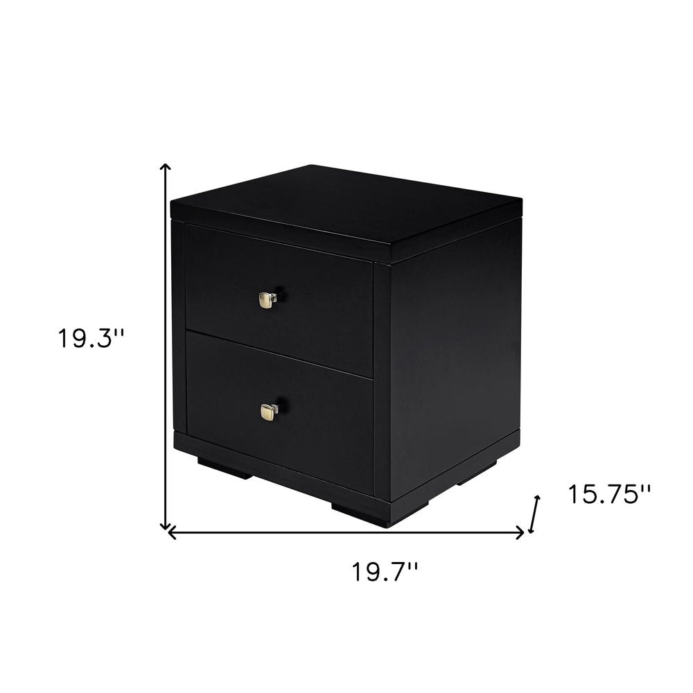 19" White Solid and Manufactured Wood Two Drawer Nightstand
