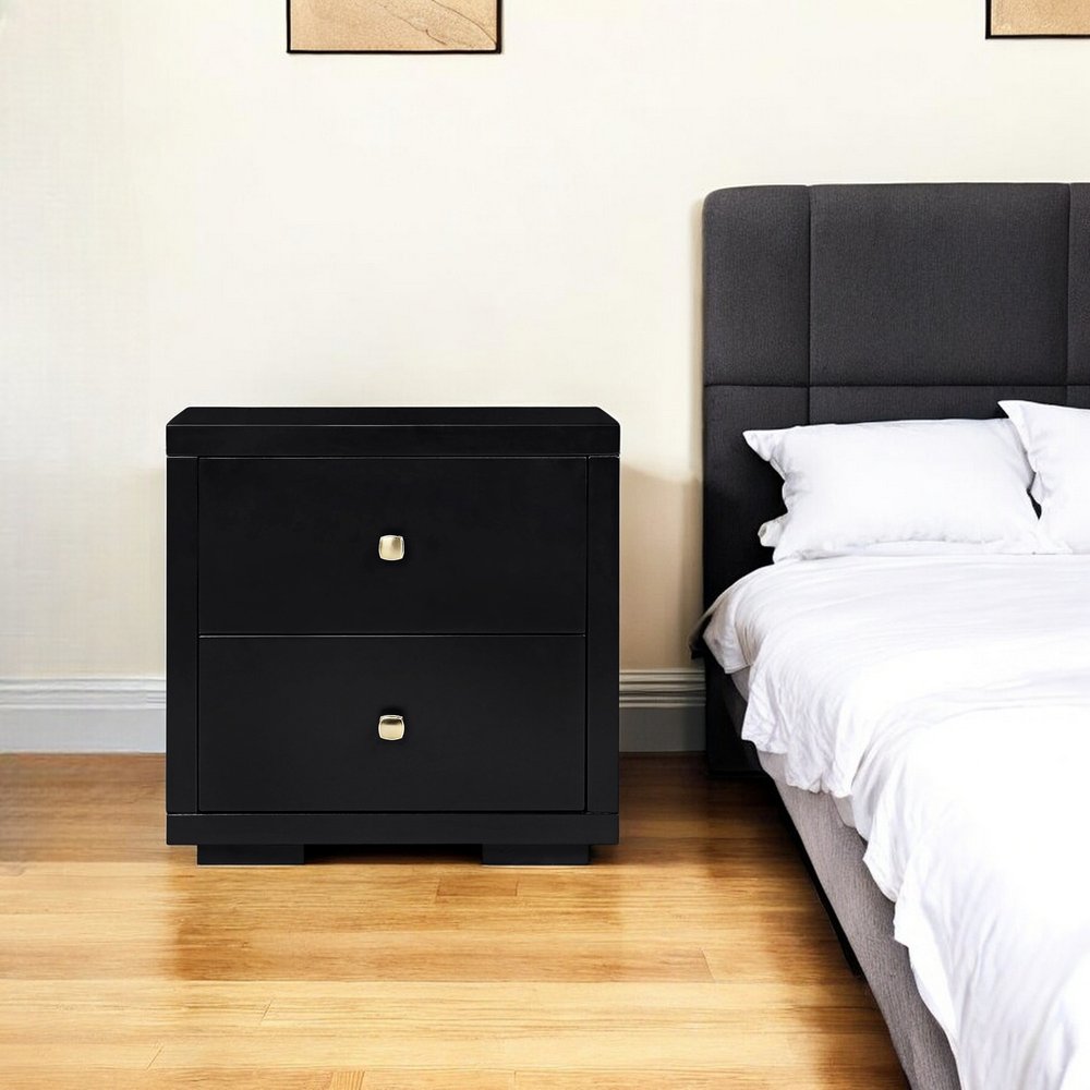 19" White Solid and Manufactured Wood Two Drawer Nightstand