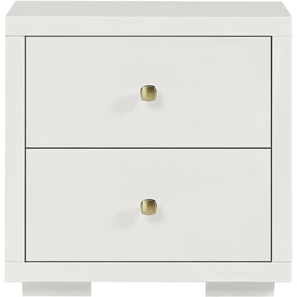 19" White Solid and Manufactured Wood Two Drawer Nightstand