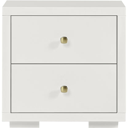 19" White Solid and Manufactured Wood Two Drawer Nightstand