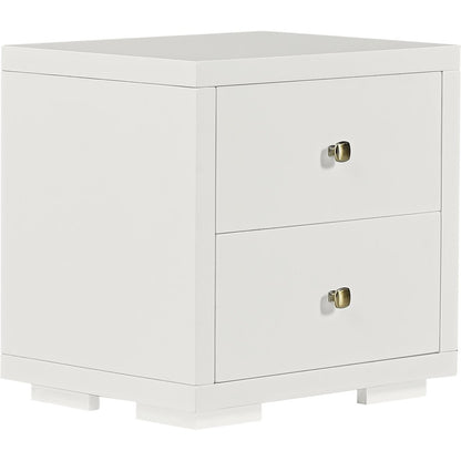 19" Black Solid and Manufactured Wood Two Drawer Nightstand