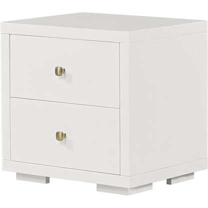 19" White Solid and Manufactured Wood Two Drawer Nightstand